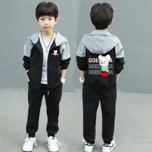Hoodie+Pant Set=Black Grey